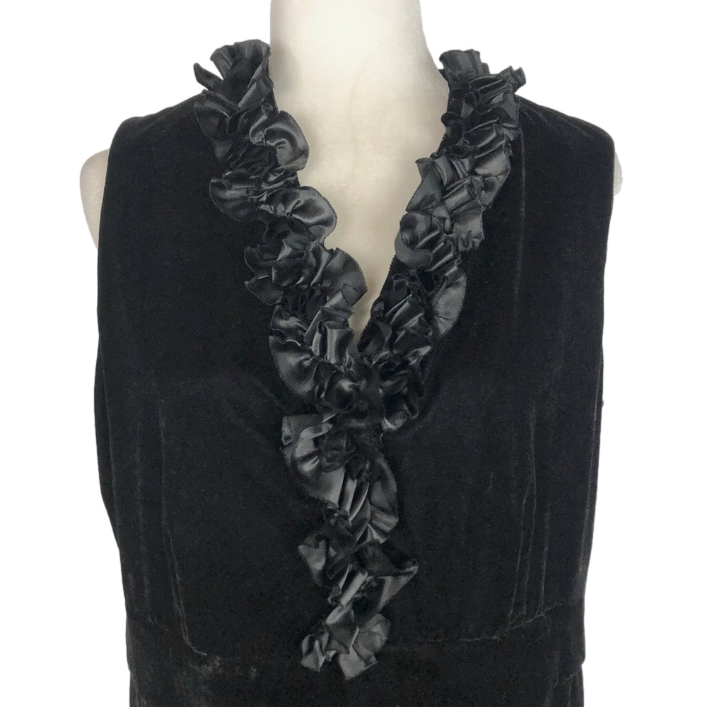Jessica black velvet ruffle dress